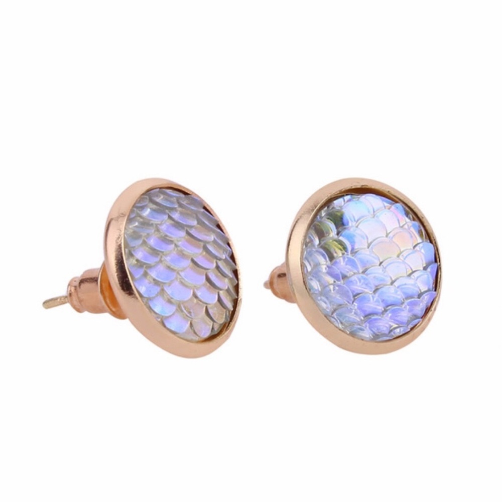 Purple Iridescent Mermaid Tail Earrings